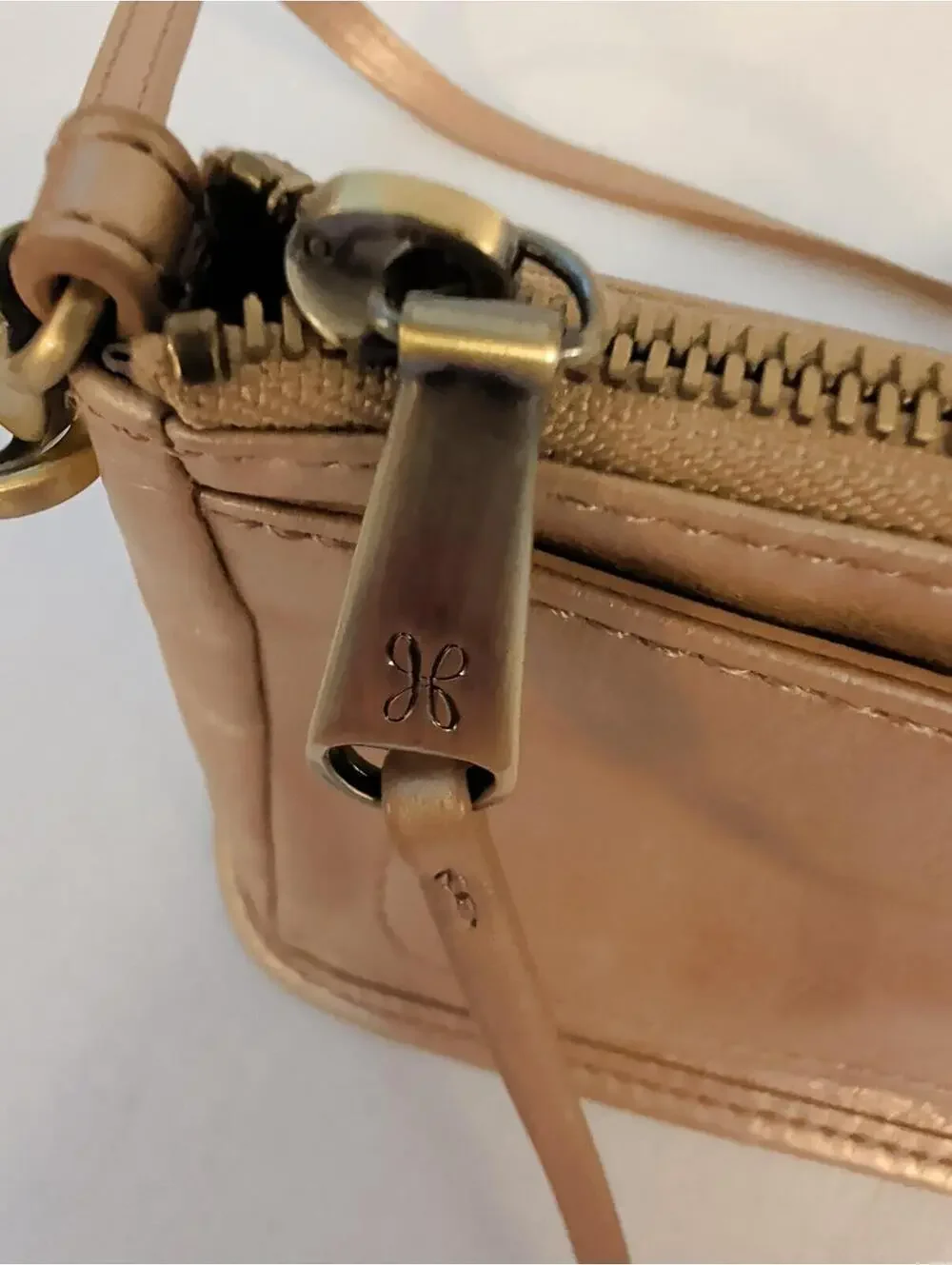 Hobo Small Gold Genuine Leather Crossbody Bag 2 Strap Options